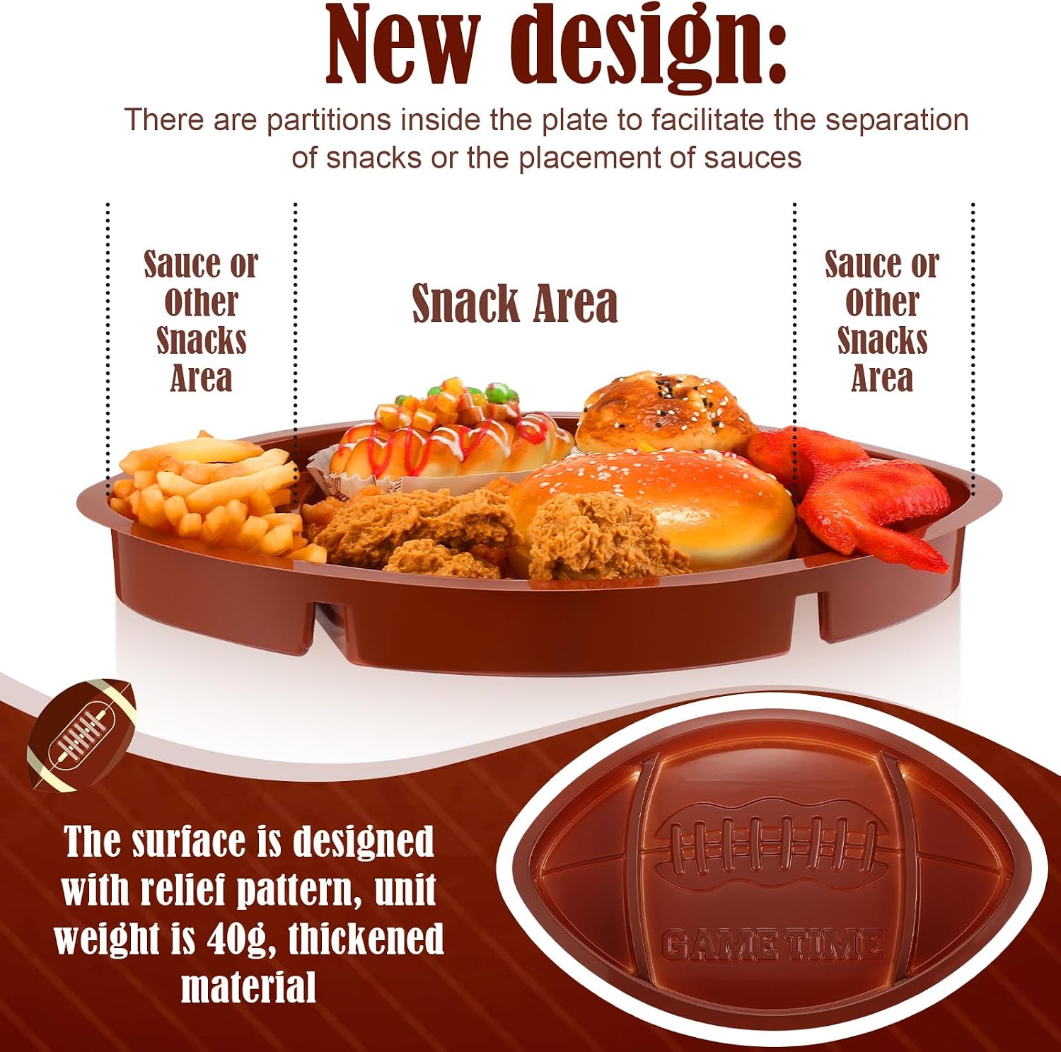 Wiwiqing 12 Pcs Plastic Football Serving Trays for Party, Food, Snack image 2