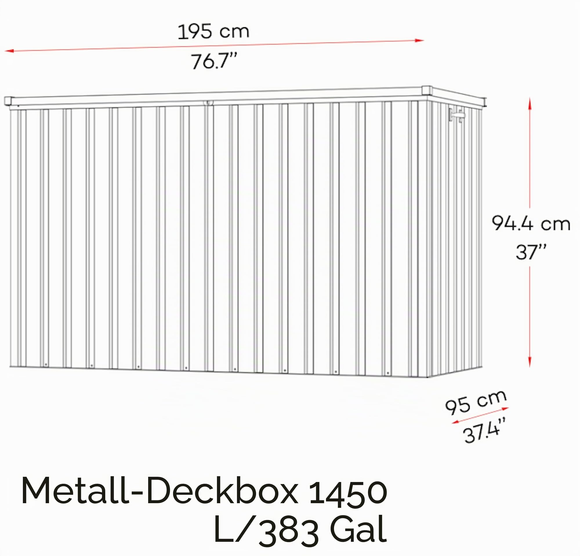 Duramax DH 1.9 (1450 L) Kissenbox aus Metall mit hydraulischer Gasdruckfeder und Vorhängeschlossöse, Terrassenbox und Gartenmöbelaufbewahrung für den Außenbereich, Anthrazit
