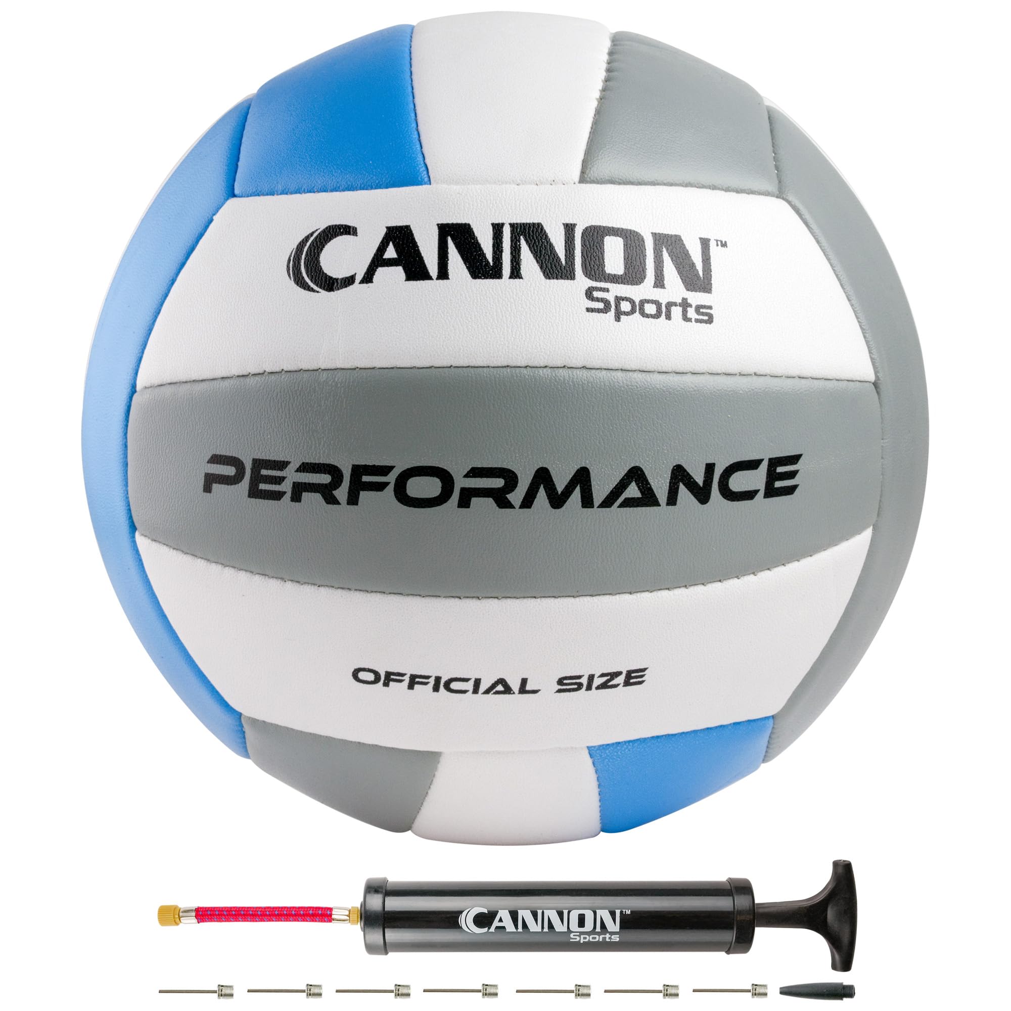 Cannon Sports Official Size Volleyball - Waterproof Soft PU Cover for Indoor Outdoor Volleyball – Perfect for Team Games, Training, Recreational, Beach Play - Pump Included (Royal Blue/White/Gray)