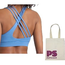 POPSUGAR PS Strappy Sports Bra for Women, Criss-Cross Back Padded Yoga Bra Workout Tops - Medium Support & Removable Cups