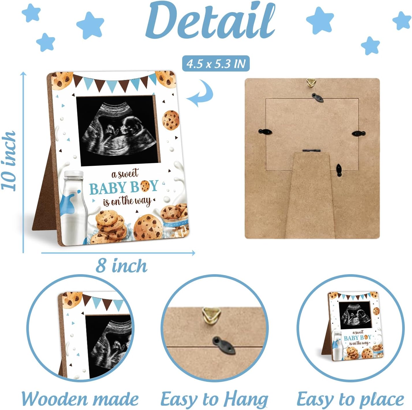 Milk Cookies Baby Shower Decoration Frame, "a sweet BABY BOY is on the way" Party Decorations, New Mom Expecting Parents-to-Be Keepsake Gifts, Pregnancy Milestone Keepsake, Gender Reveal Gifts image 2