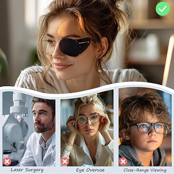 Eye Patches for Glasses Left & Right Black Patches for Amblyopia, Strabismus, Lazy Eye Treatment & Post-Surgery Recovery(6 Pack)