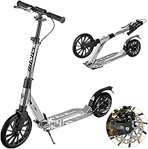 SUNPIE Kickboard Kick Scooter Foldable 2025 Latest with Disc Brake 10-Inch Tire Foot/Hand Brake Adjustable in 4 Steps Fully Functional for Children/Adults Aluminum Made for Adults/Children Birthday