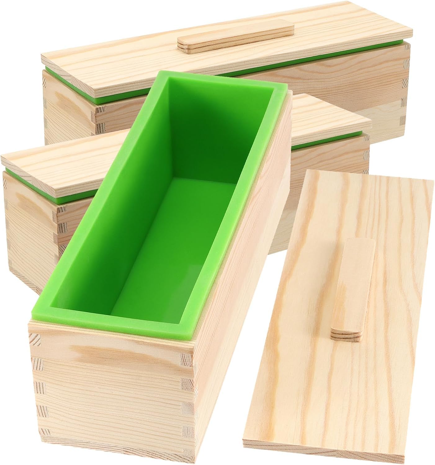 Soap Making Mould Kits, 1.2 Kg Rectangular Loaf Soap Silicone Molds with Wooden Box for CP and MP Making Supplies (Set of 3)-image-15