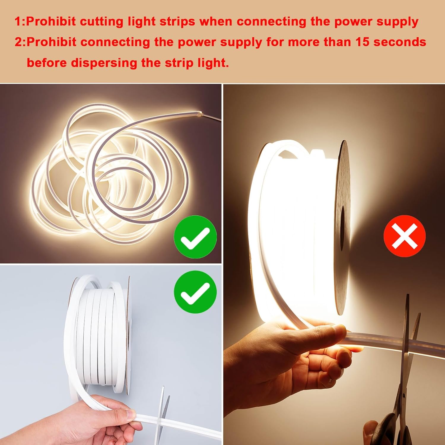 AC 110V LED Neon Strip Light 32.8FT, 3000K Warm White Led Rope Lights Outdoor Silicone Waterproof, 10W/M Flexible Cuttable LED Strip for Bedroom Garden Commercial Living Room