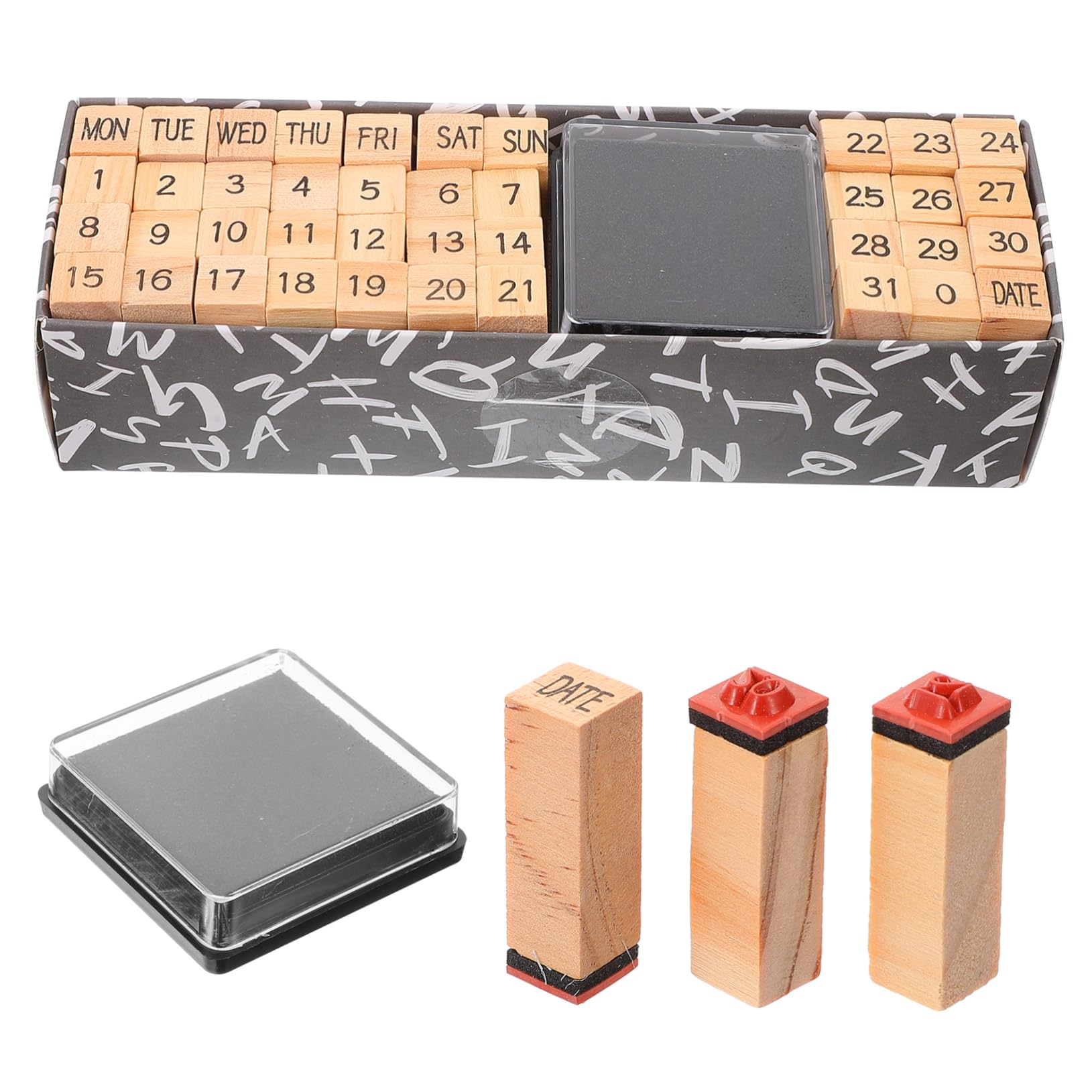 SEWACC 5sätze Vintage Holzstempel Für Scrapbooking Multifunktionale Stempel Mit Wochenzahlen Und Buchstaben Für -tagebücher Und Kreative Projekte Teiliges Für Und Bastelarbeiten