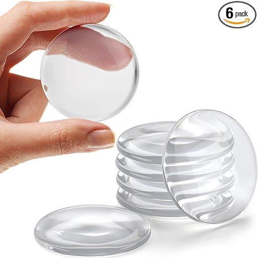 Strongest Home Wall & Door Handle Stopper 2" Set. 6 Pieces of Clear Rubber Door Knob, Round Wall Shield Cushion, Quiet Wall Protector for Door Handle, Guard Door Bumper Silencer Self - Adhesive