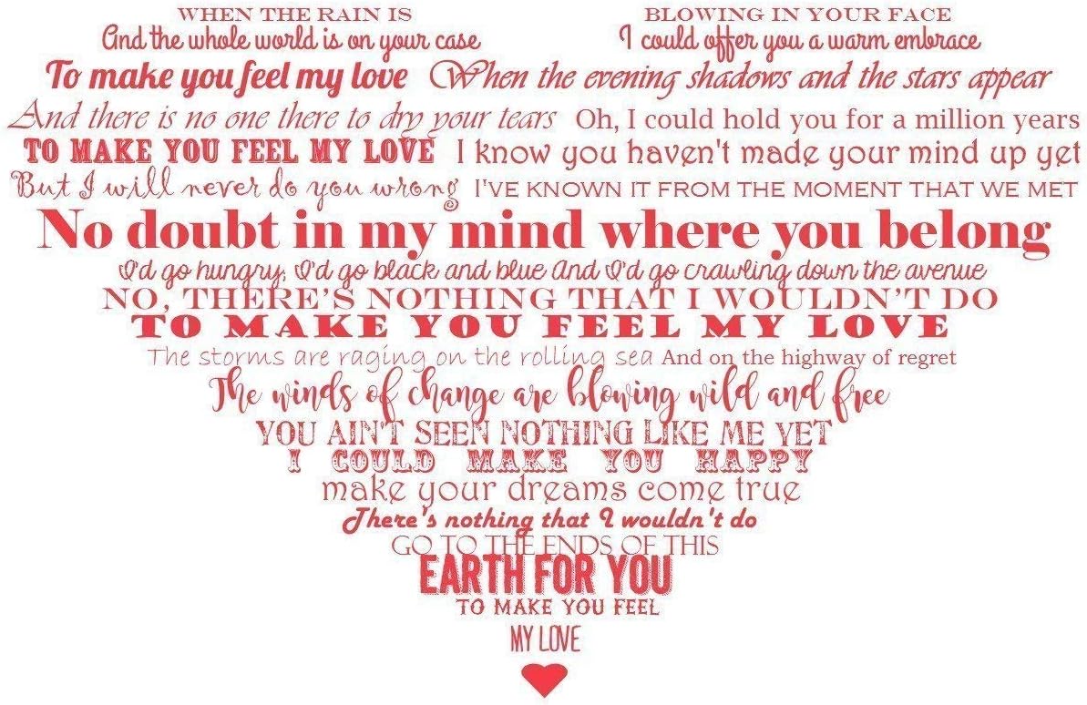 Typography Art, Your Song Lyrics in a Heart, First Dance Song, Wedding Song On Canvas, Subway Art Heart Lyrics, First Anniversary Gift, Wedding Present