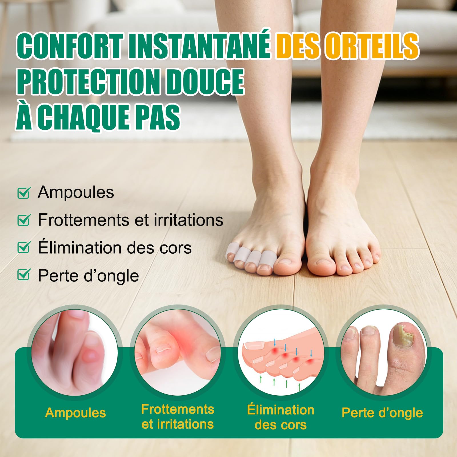 20 PCS Protectores de dedos del pie, Protector Dedos Pie, Protector de dedo del pie de gel, para ampollas, maíz, uñas de los pies, pérdida de las uñas, alivio del dolor de fricción y mucho más