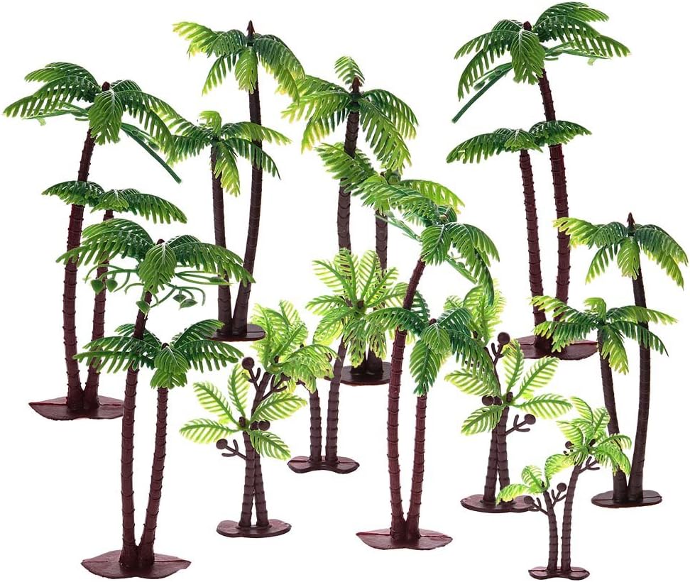 Uspeedy 18 Pieces Palm Tree with Coconuts Cake Topper Coconuts Tree Cupcake Topper for Cake Decorations or Building Model Landscape (6 Pcs/3 Size)