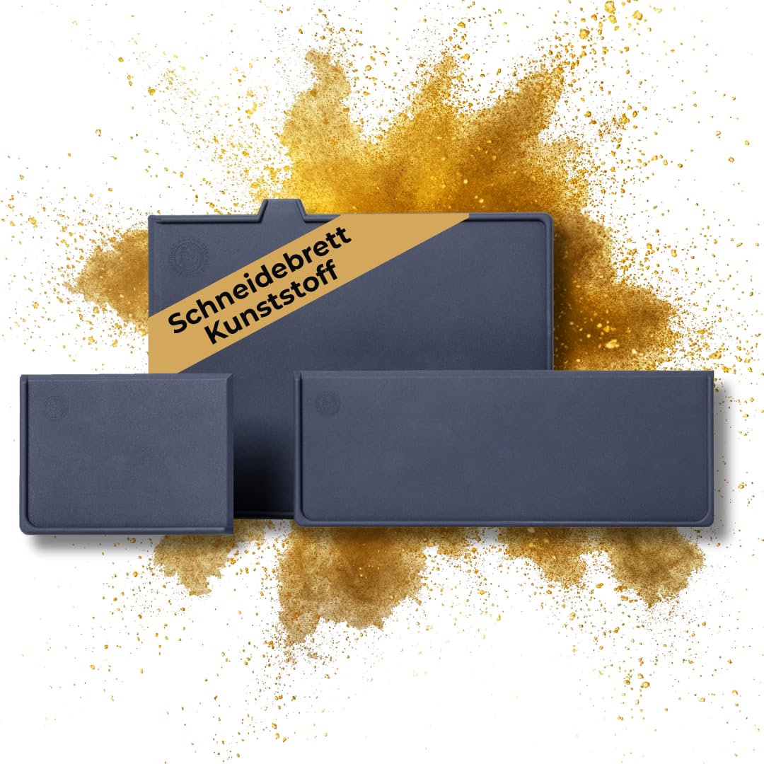 Chef Cuisine Schneideunterlage Kunststoff Küche – Set aus 3 flexiblen Schneideauflagen in verschiedenen Größen, rutschfest, schnittfeste Schneideauflage zum Schutz vor Kratzern und Verfärbungen, grau