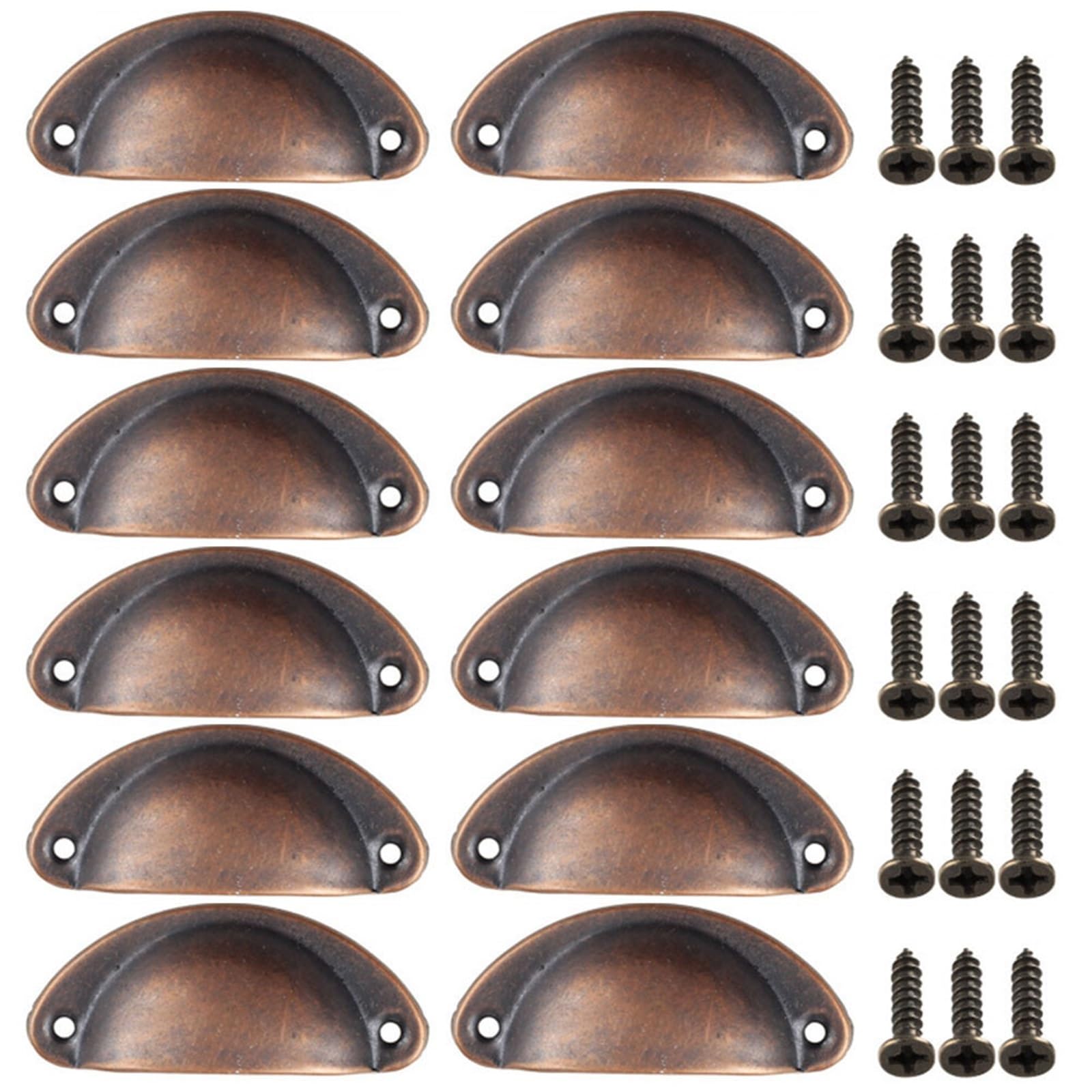 BTYQKZVPM Vintage Style Handles, Pack of 12 Shell Drawer Pulls Retro Handle Chrome Green Bronze Iron for Cabinet Cupboard