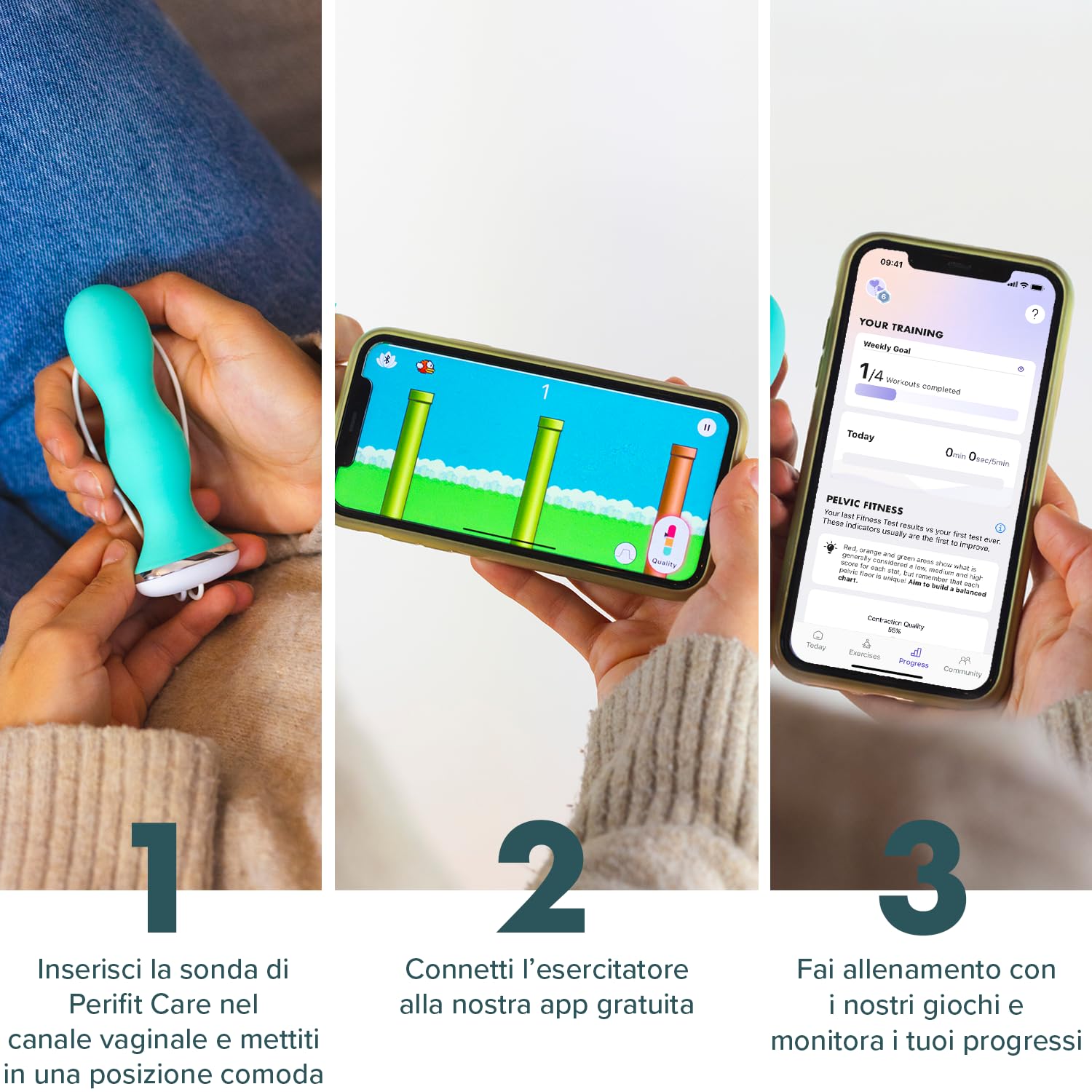 PERIFIT Care, Esercitatore Pélvico con App, Incontinenza & Post-Parto | Rinforza Pavimento Pelvico della Donna, Esercizi di Kegel, Biofeedback, Perdite Urinarie, Menopausa, Dispositivo Medico CE