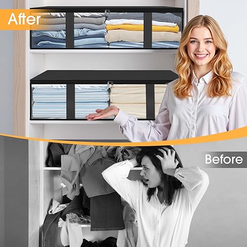 Miniatura 5 de StorageRight Contenedores de almacenamiento para debajo de la cama, paquete de 4 bolsas de almacenamiento plegables de tela de 40 litros con ventana