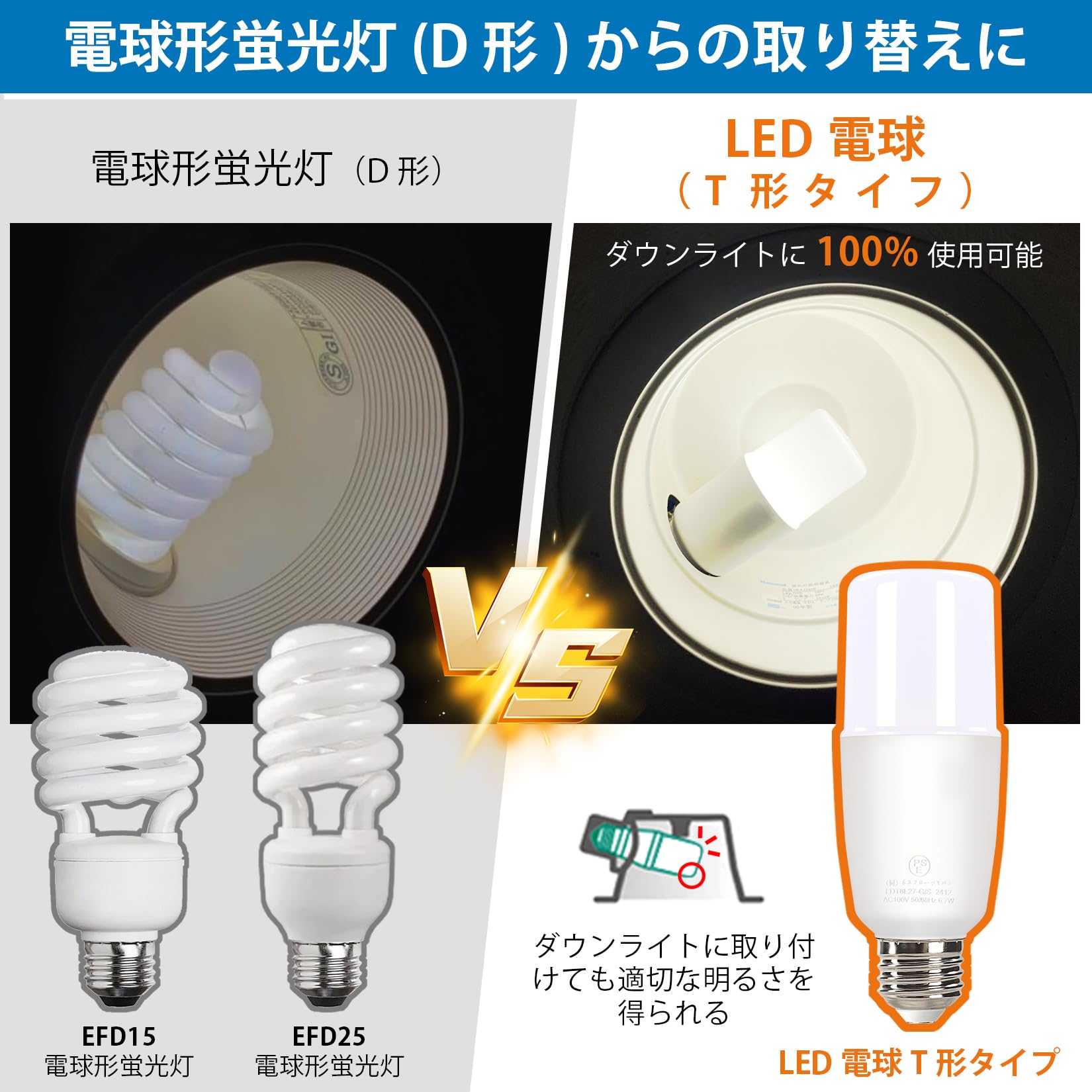 Amazon | LED電球 T形タイプ E26口金 60W形相当 910ルーメン 昼白色