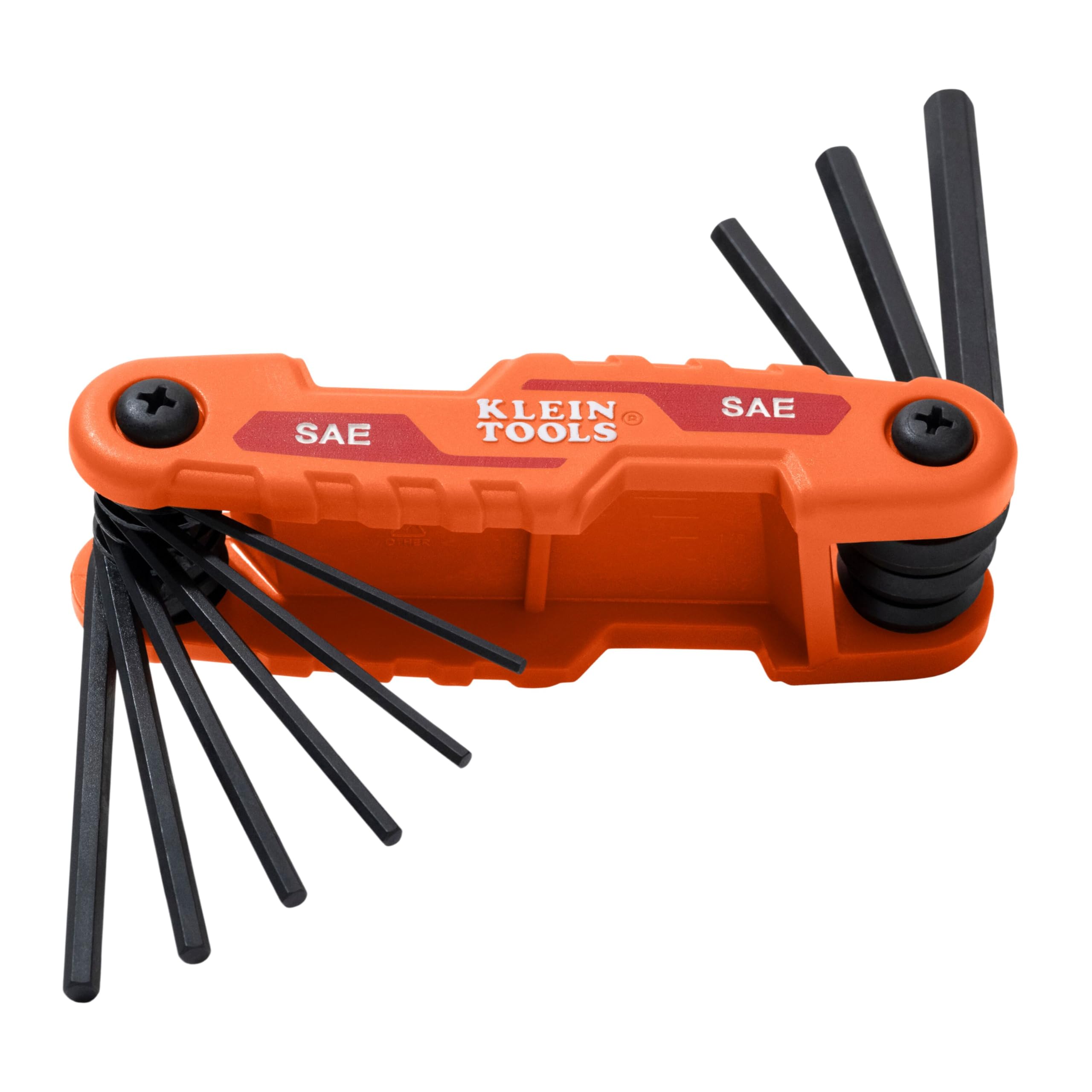 KLEIN TOOLS 70540 - Juego de llaves hexagonales plegables, tamaño SAE compacto de 9 llaves, 5/64 pulgadas a 1/4 pulgadas, acero de aleación tratado térmicamente de resistencia industrial