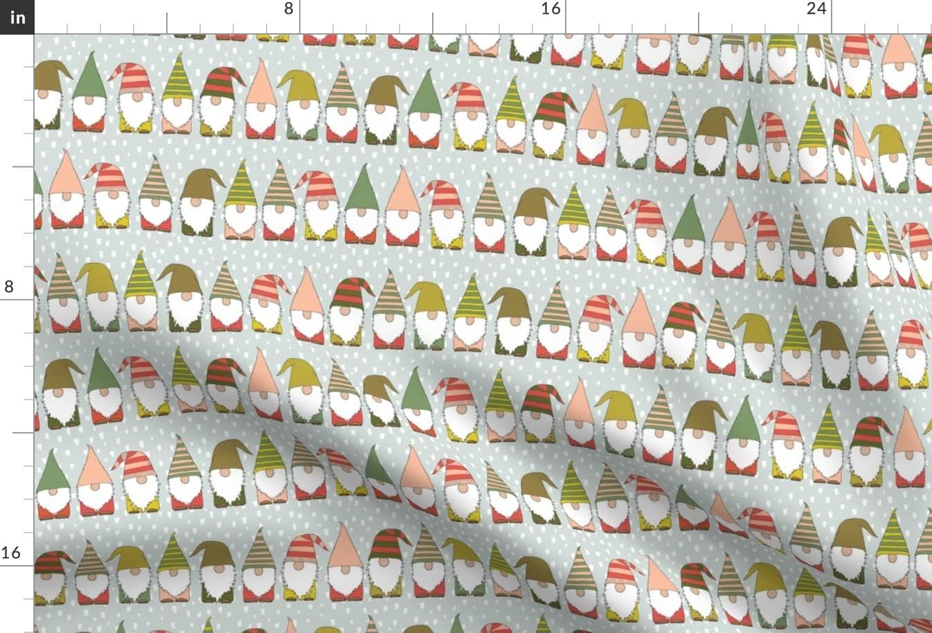 Spoonflower Fabric - Christmas Gnomes Holiday Stripes Hats Winter Striped Green Blue Printed on Minky Fabric by The Yard - Sewing Baby Blankets Quilt Backing Plush