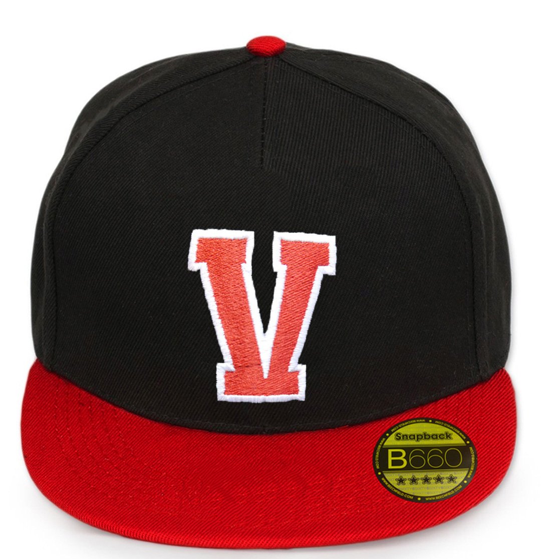 BeechfieldABC Letter Snapback Cap in Red black / White with letters A to Z 23 (v)