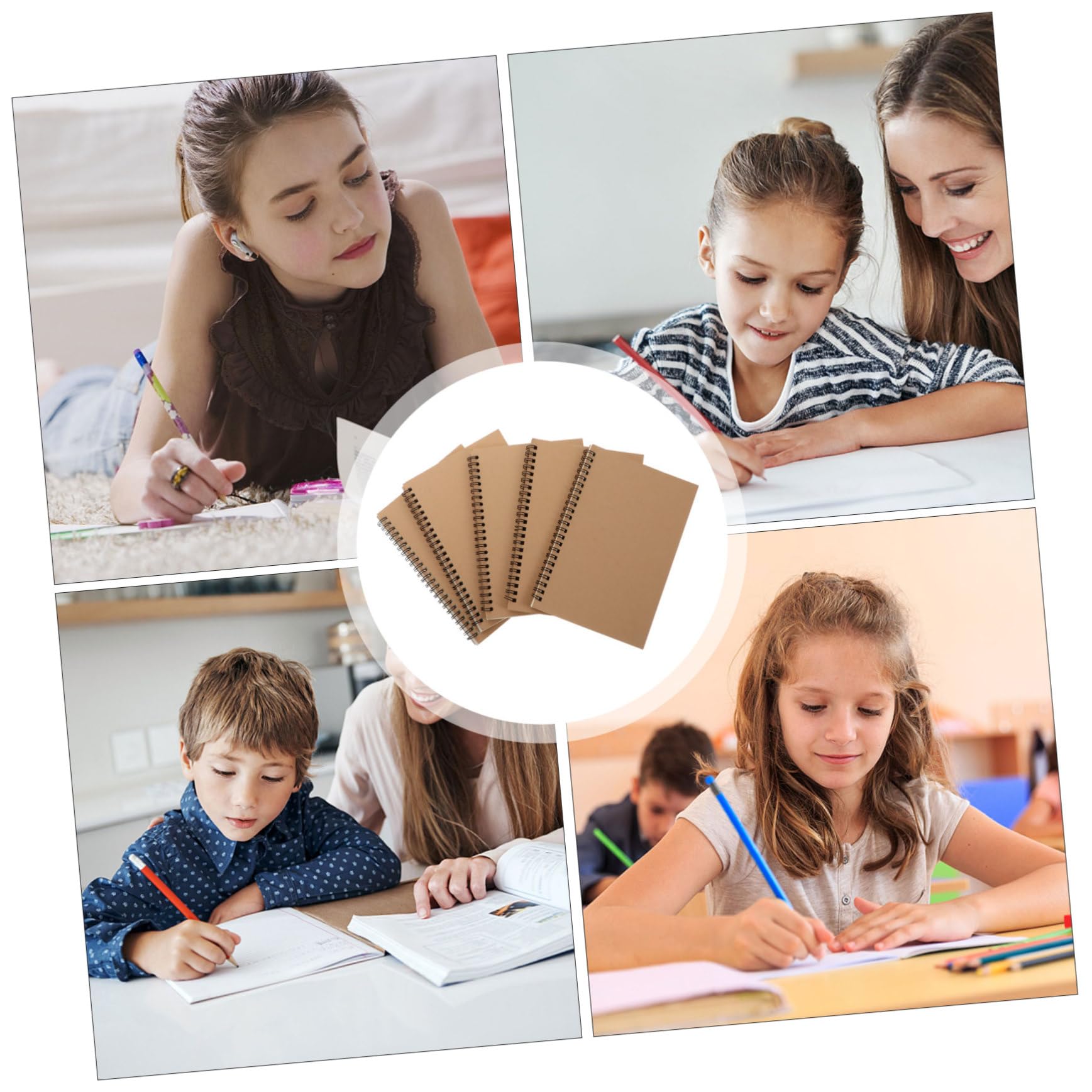 Carnet à Spirale Kraft Marron, Lot de 5, Format Simple