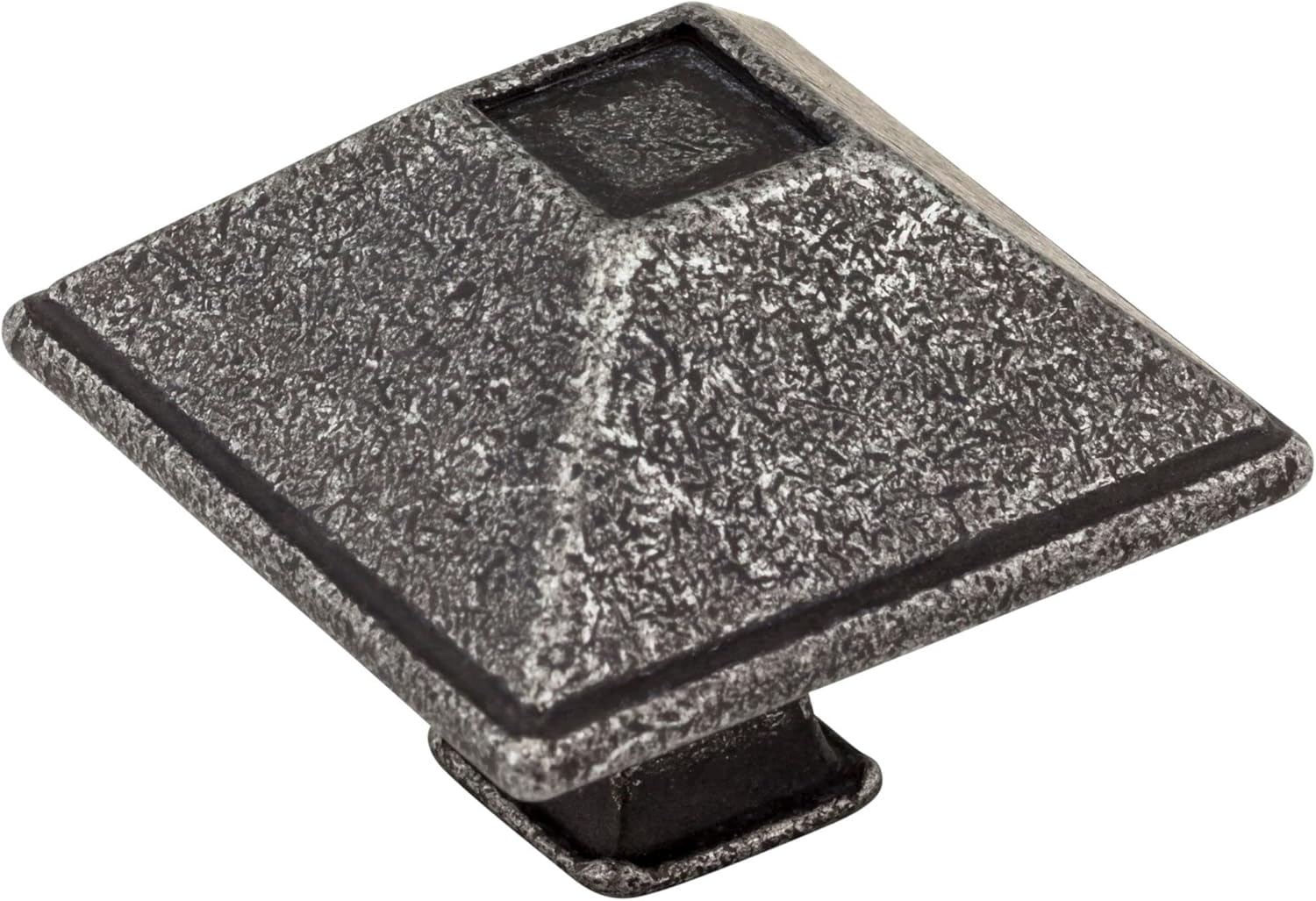 Tahoe Rustic Cabinet Knob - 1 1/2" Square in Distressed Antique Silver