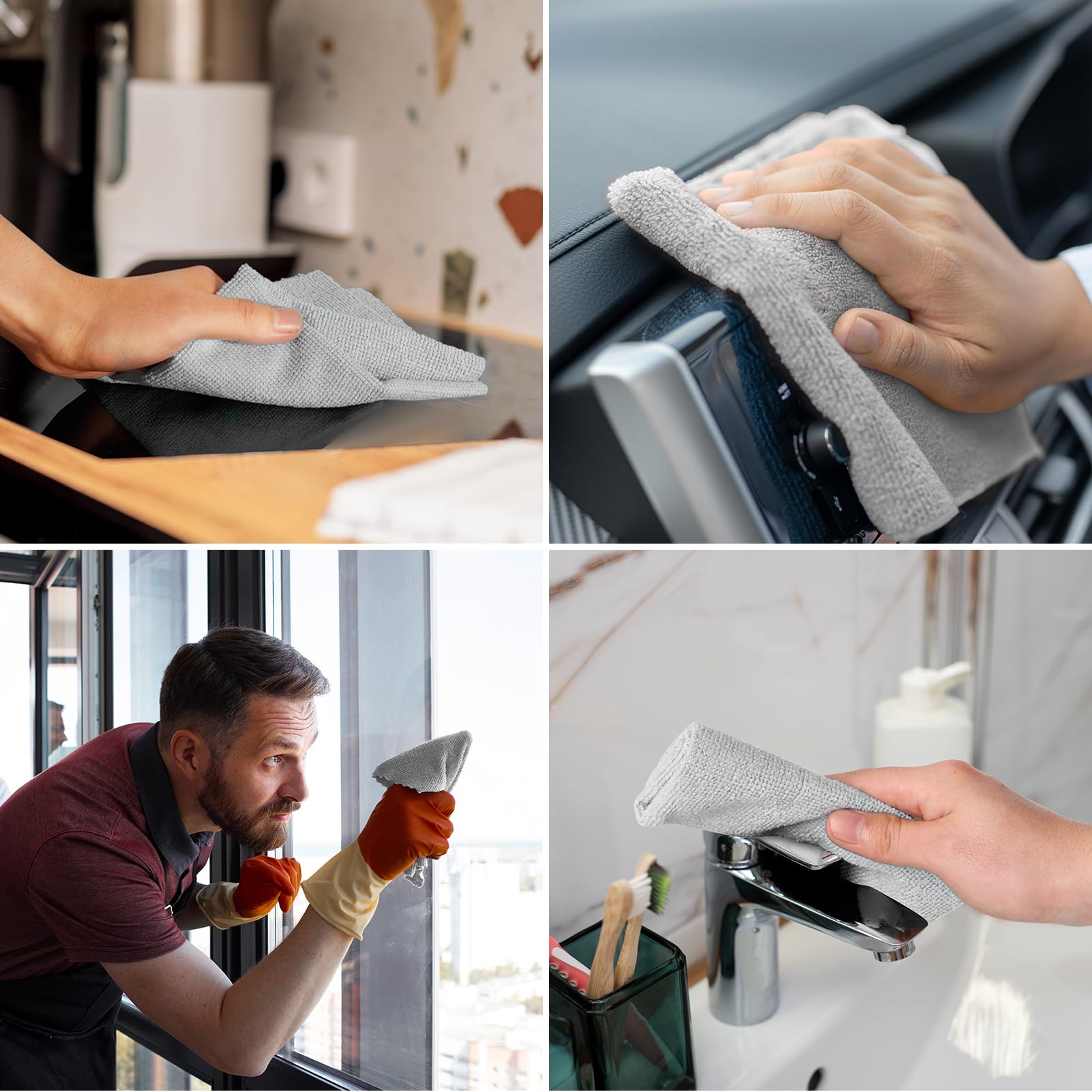 HONOVA Paño de limpieza de microfibra, paquete de 45 toallas de papel reutilizables, rollo lavable, 12 x 12 pulgadas, toallas de microfibra extraíbles, ultra absorbentes, trapos de cocina sin pelusa