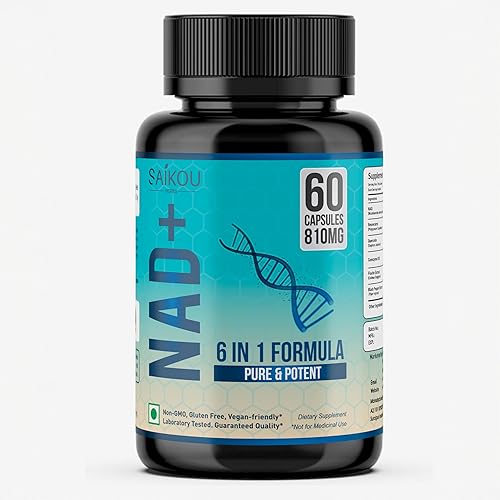 Suplemento NAD+ de 810 mg con nicotinamida adenina dinucleótido, resveratrol, quercetina, coenzima Q10, fisetina y pimienta negra - Envejecimiento