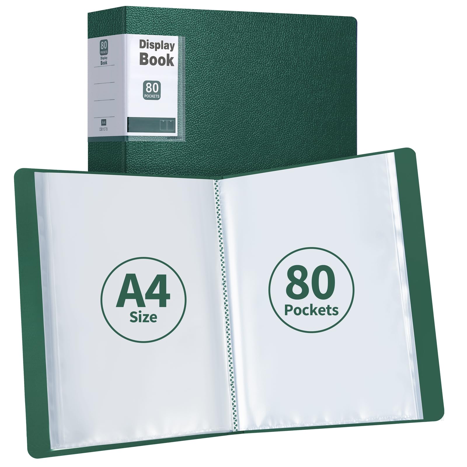 DONGLI 2 Pack A4 Display Folder, 80 Pockets Display Book(Green)