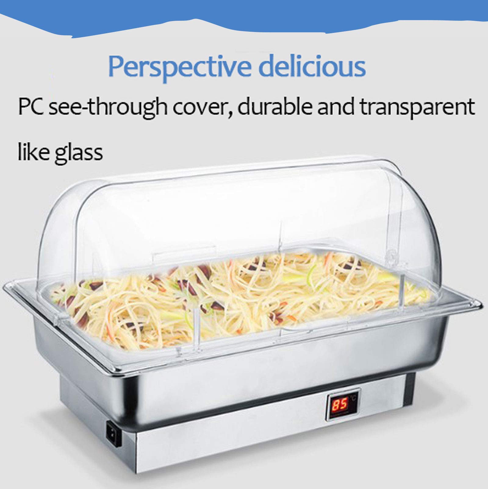 Scaldavivande Elettrico Acciaio Inox, Chafing Dish, Contenitore Termico Scalda Cibo Chafing Dish da Tavolo Elettrico per Mantiene in Caldo i Cibi del Buffet, 600W/220V