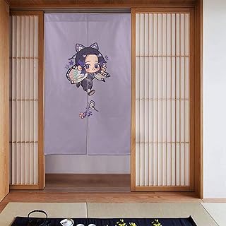 WANGQWE 鬼灭之刃 纱帘 间切 遮蔽 遮光 时尚 长款 窗帘 全年使用 玄关 厨房 客厅 餐饮店 出入口 动画 周边 杂货 宽85厘米*长150厘米