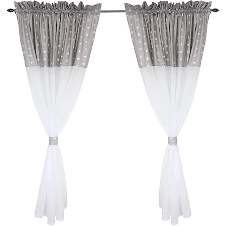 Tende Cameretta Bambini TupTam 2 Pezzi - Voile E Cotone Con Motivo Elefante, 140x160 Cm - Foto 8