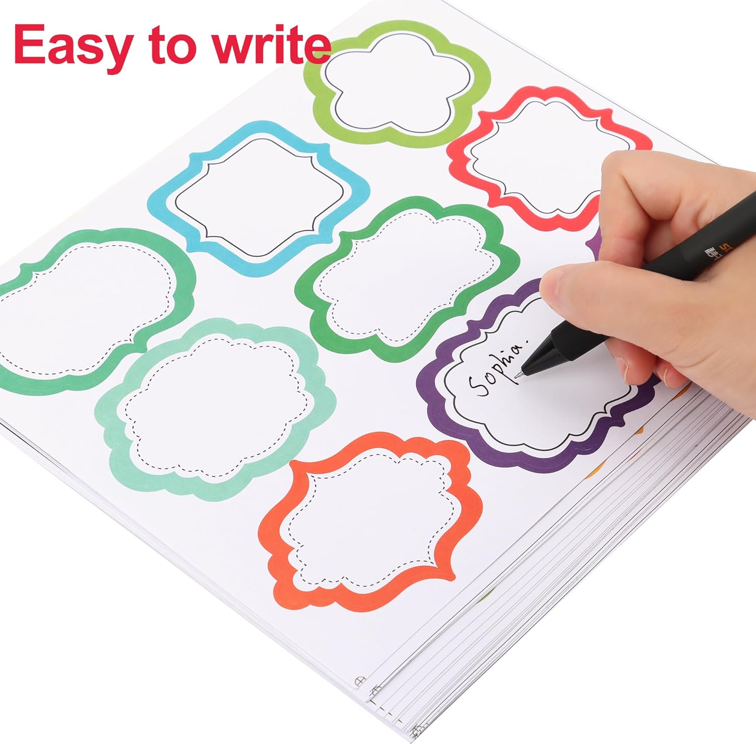 Name Tags Stickers - 180PCS Adhesive Name Labels Sticker, 18 Design Decorative Colored Tags, 2.95" x 2.16" Large Blank Stickers to Write on for School Office Home, Teacher Supplies - Image 3