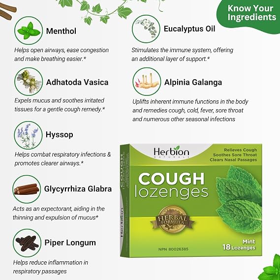 Herbion Naturals Cough Drops, Mint, 18 Count