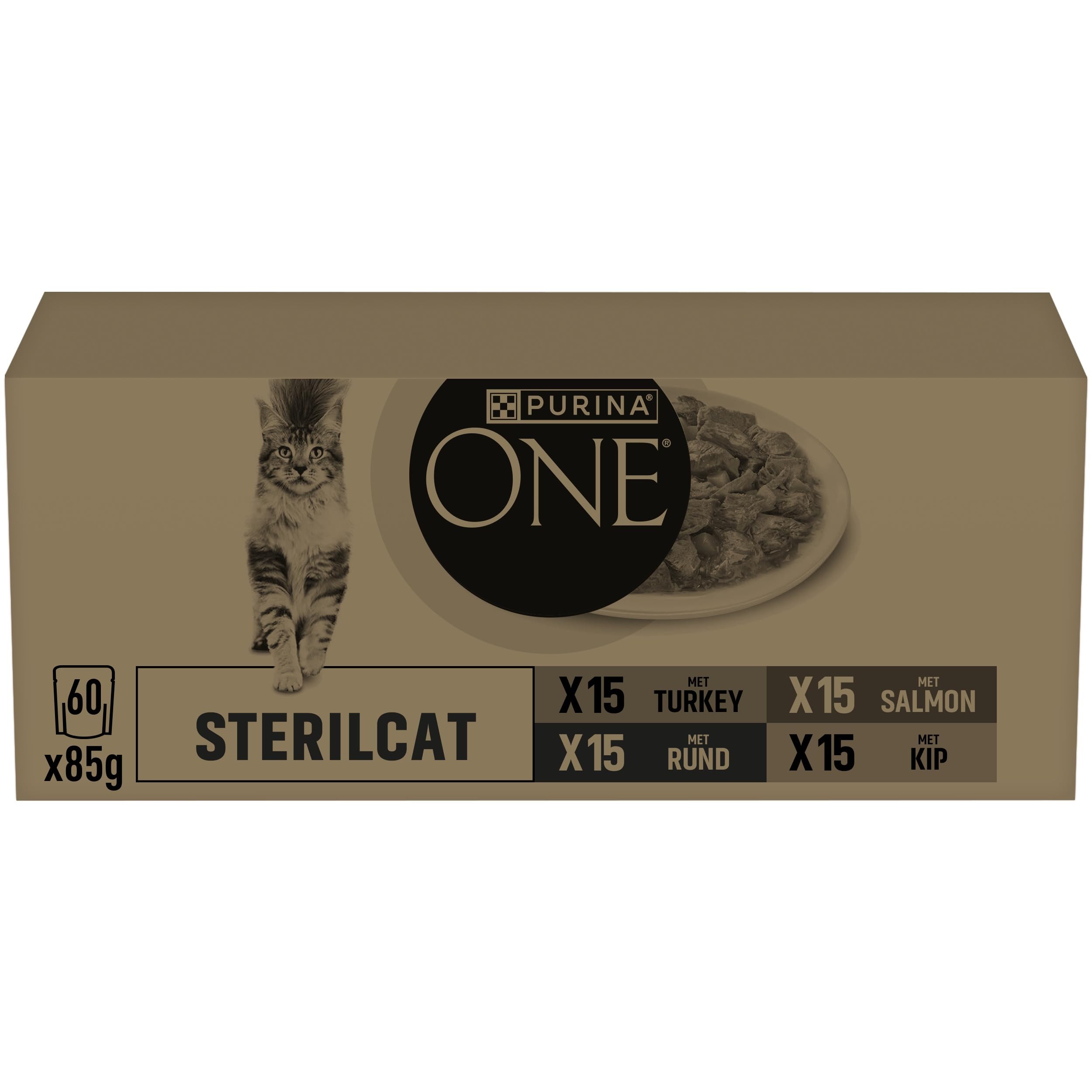 Purina ONE Bifensis Sterilcat 60 x 85 g Kurczak, Wołowina, Łosoś, Indyk