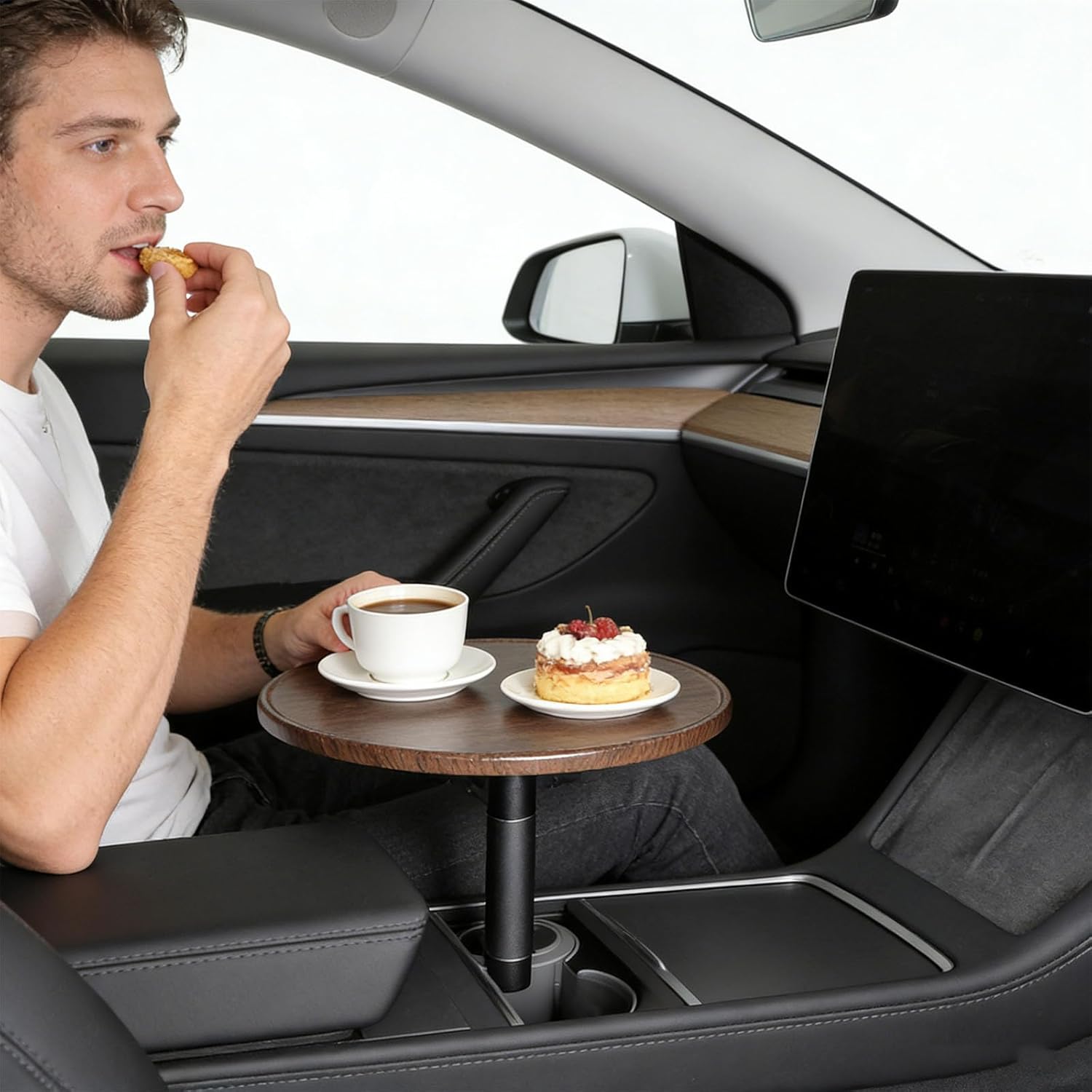 Stylish Portable Round Car Tray for Storage and Transport During Trip Camping or Commuting Car Laptop Stand