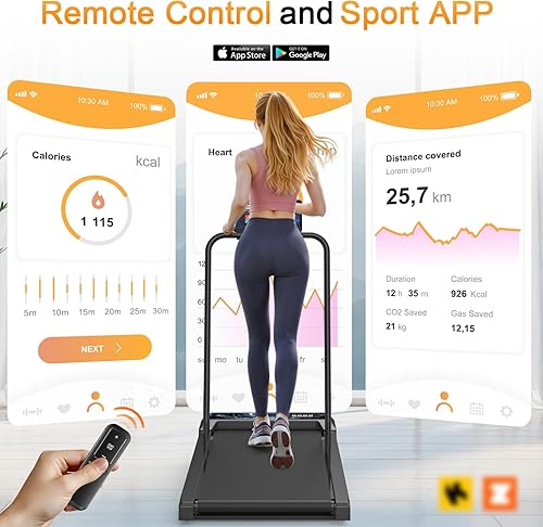 Miniatura 3 de Walking Treadmill Pad with Handle Bar, Silent and Foldable Fitness Equipment, Treadmill with 4-in-1 Modes, Easy Assembly, Portable Home Gym Equipment