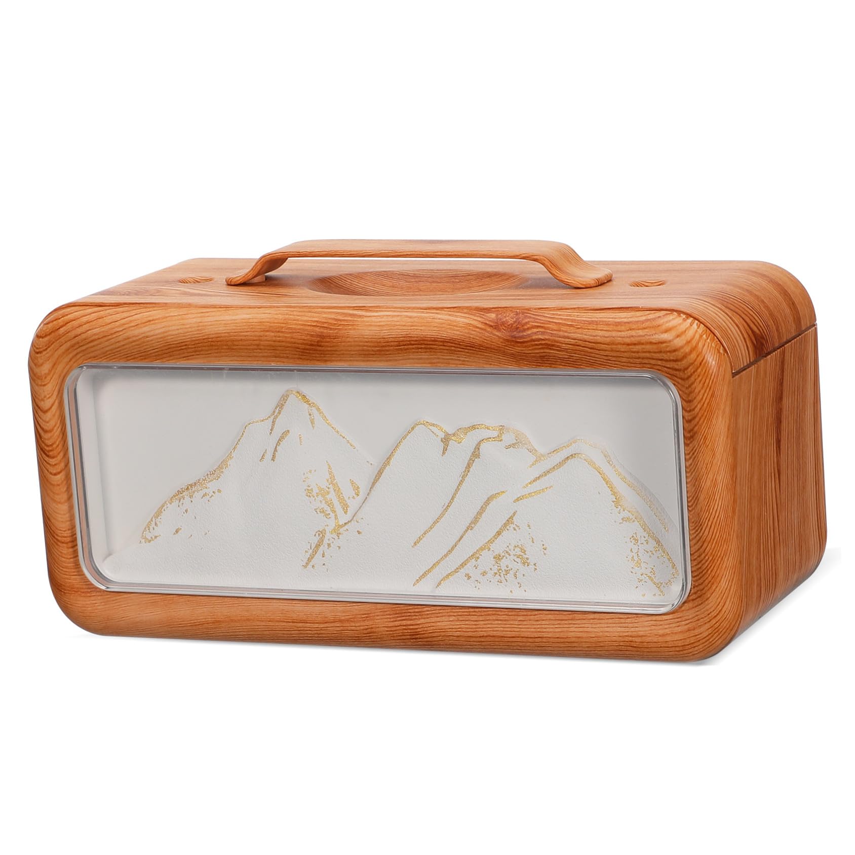 Mini Umidificatore da Scrivania con Doppia Nebulizzazione Silenziosa Design Montagna e Venatura Legno Umidificatore Personale per Ufficio Camera da Letto e Piante