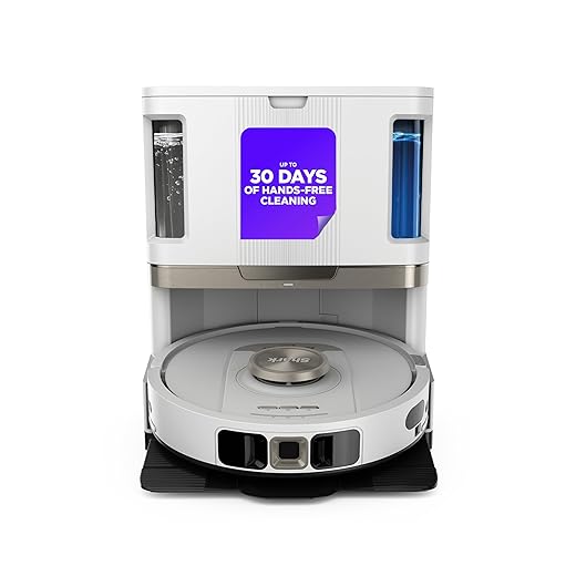 Shark Stratos 2-in-1 Robot Vacuum & Mop with 25+ Hands-Free Features & NeverTouch Self-Cleaning Base, Precision Mapping, Autolift Technology, HEPA Filtration, Edge Detect, AV2700ZE, White