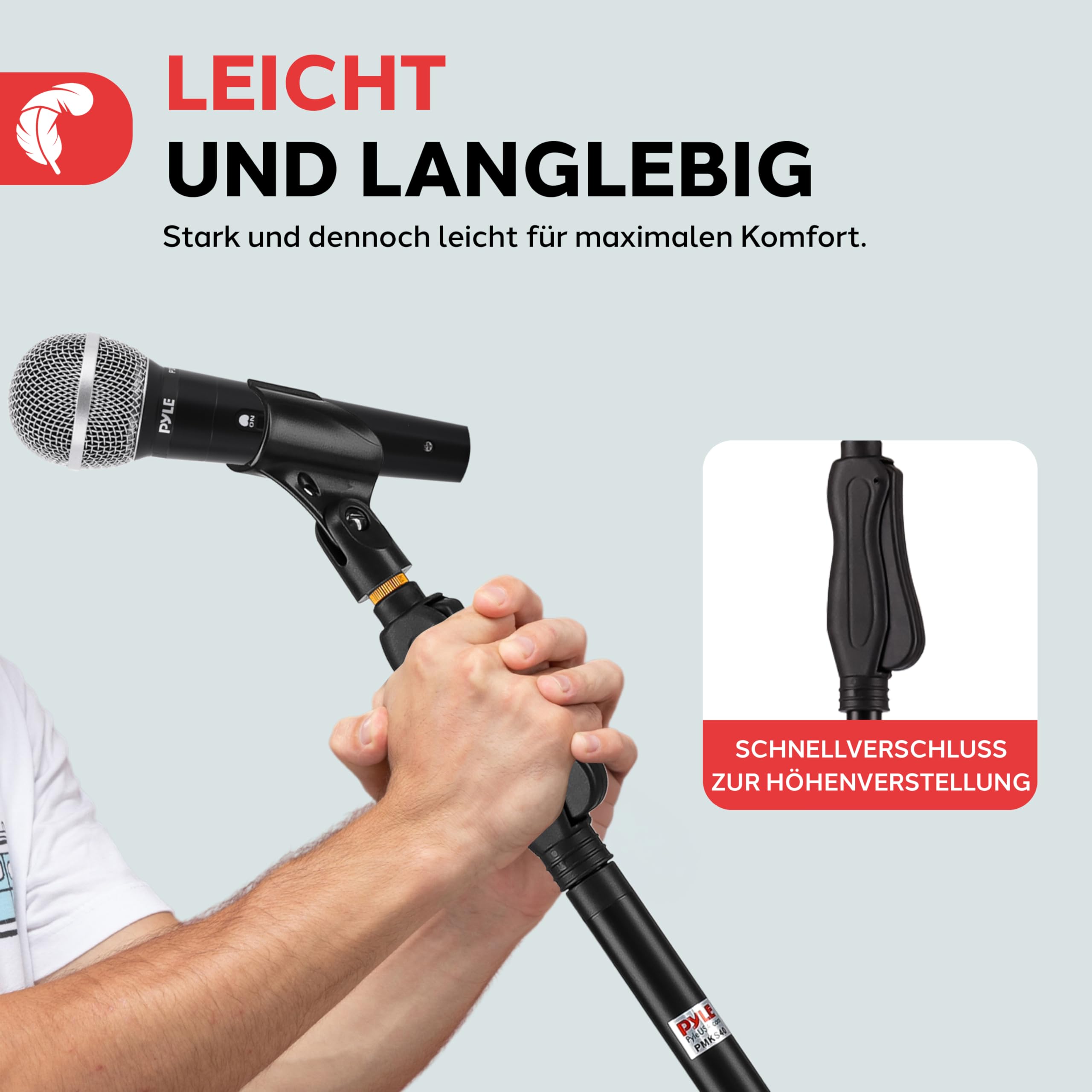 Pyle Mikrofonständer – Höhenverstellbares Mikrofonstativ 70–146 cm mit runder Standbasis – Stabil & kompakt für Bühne, Schule & Studio – Ideal für Kinder, Karaoke, Sprachaufnahme & Auftritt