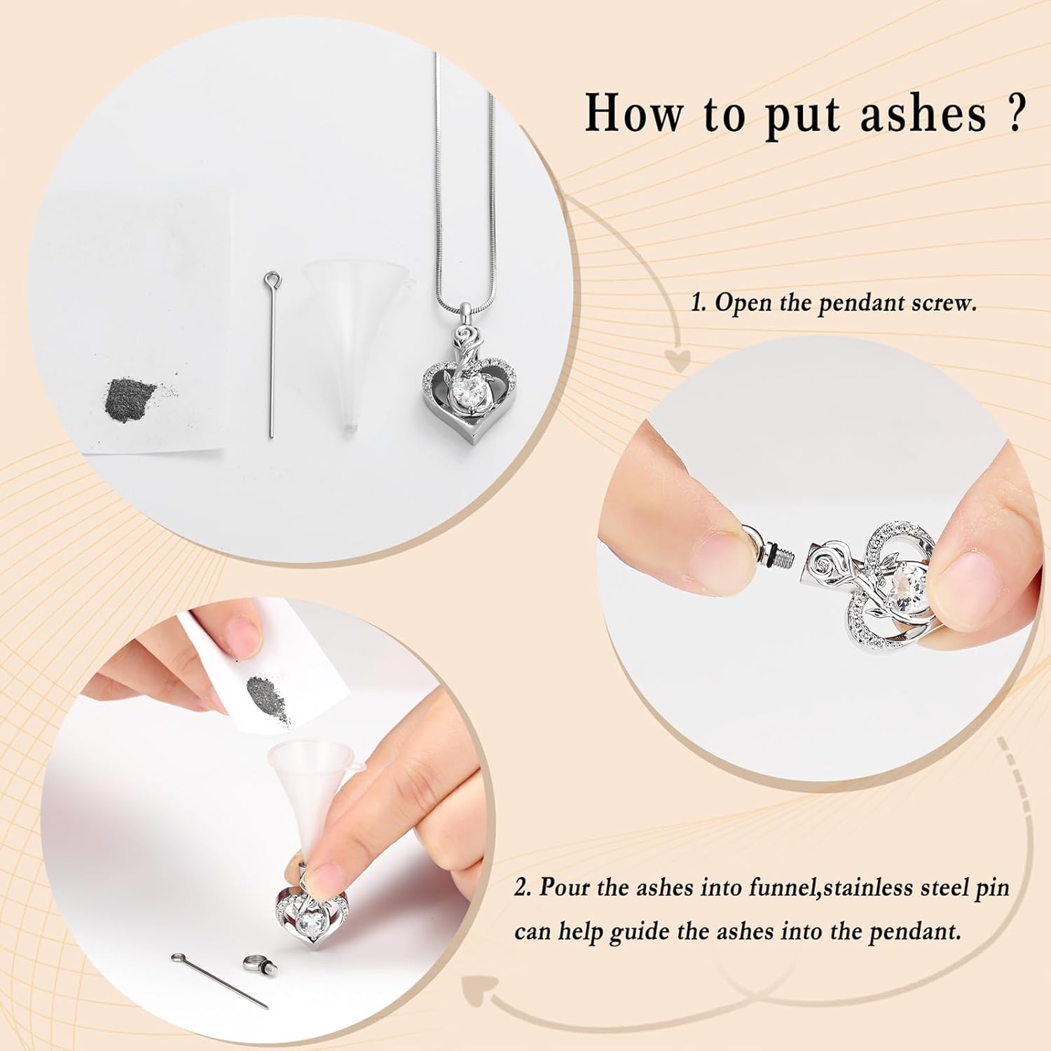 Minicremation Cremation Jewelry for Ashes Rose Flower Heart Necklace for Women Girl Birthstone Memorial Keepsake Jewelry Urn Pendant - Image 3