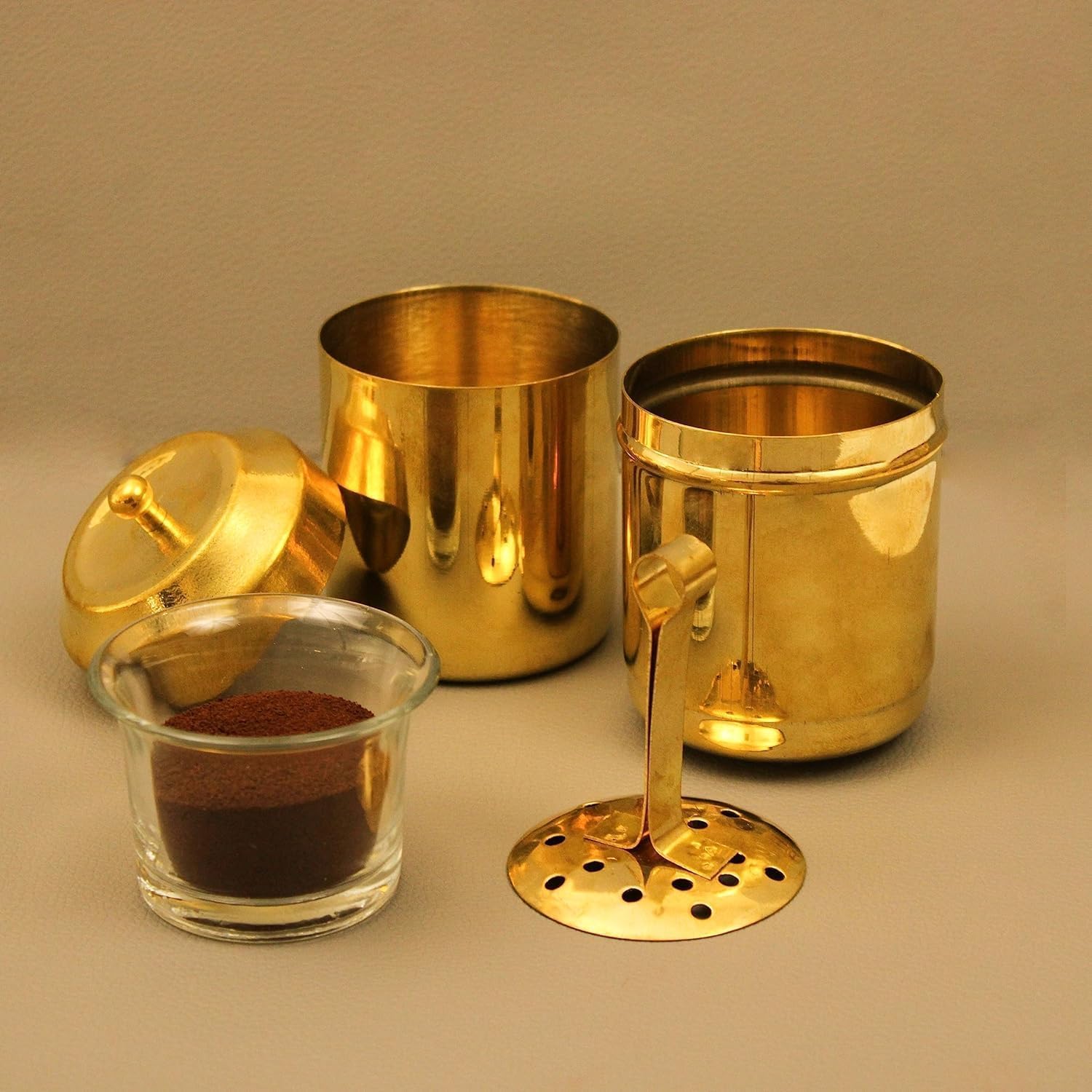 Pure Brass Coffee Filter 350 ML Indian Traditional Special, Brass Cofee Filter