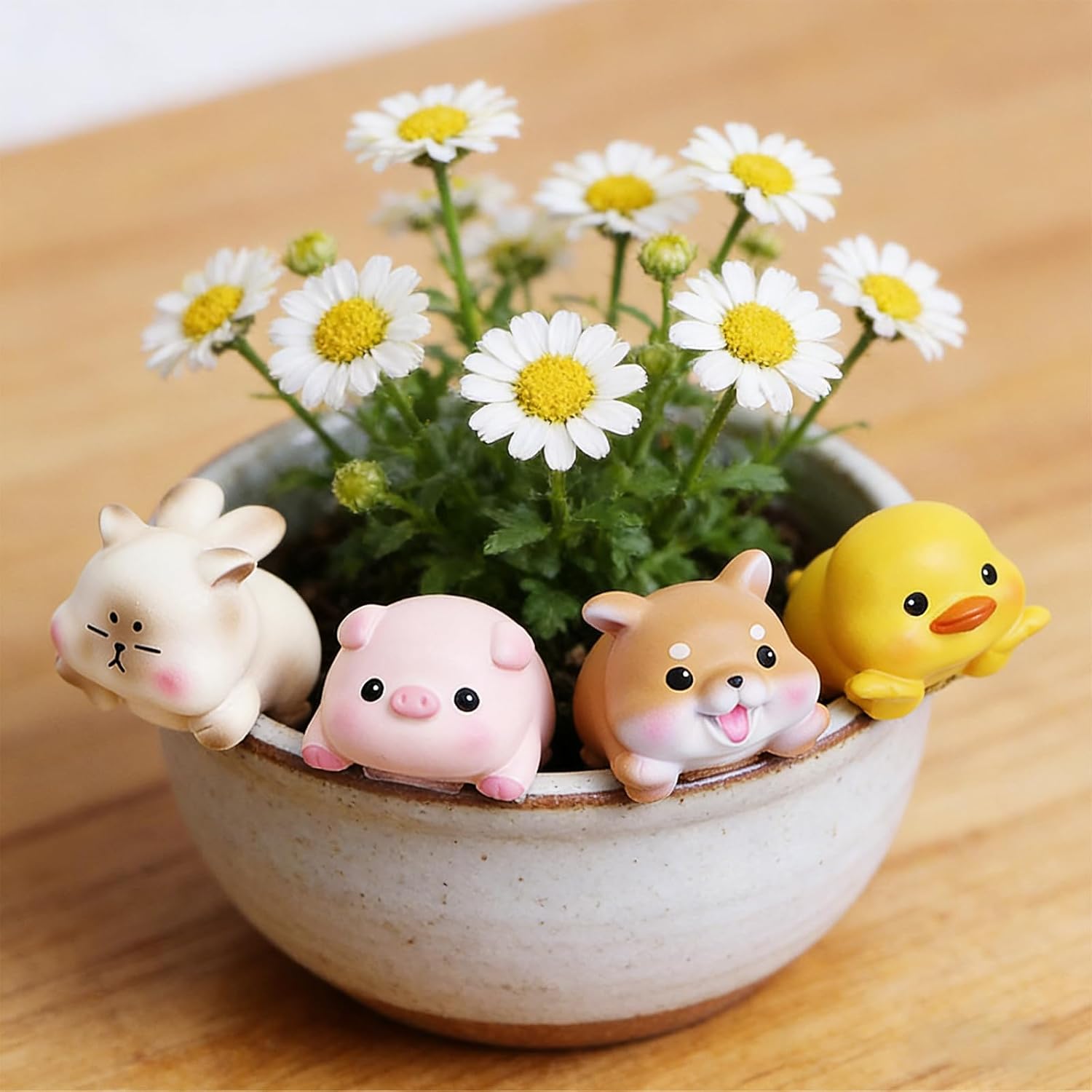 Computer Monitor Decor,Car Dashboard Decor,Cute Mini Animal Figurines,Resin Desk Decor, Mini Animal Statues for Aesthetic Room, Planter Pot,Computer Monitor,Car Monitor Decoration (Yellow) image 4