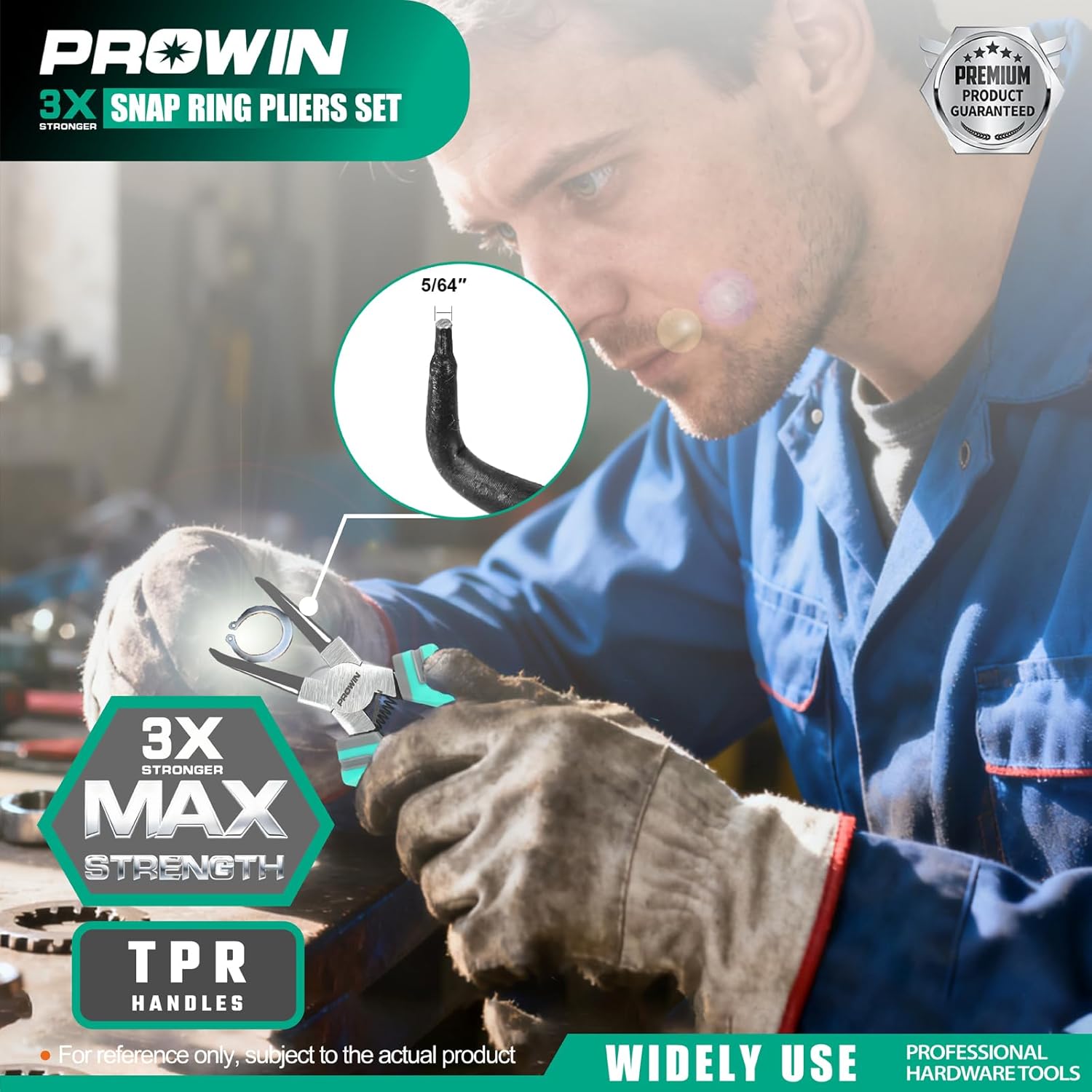 Prowin 4-Piece Snap Ring Pliers Set, Internal & External Circlip Pliers with Straight and Bent Tips, 7-Inch Chrome Vanadium Steel Retaining Ring Tool with Storage Pouch