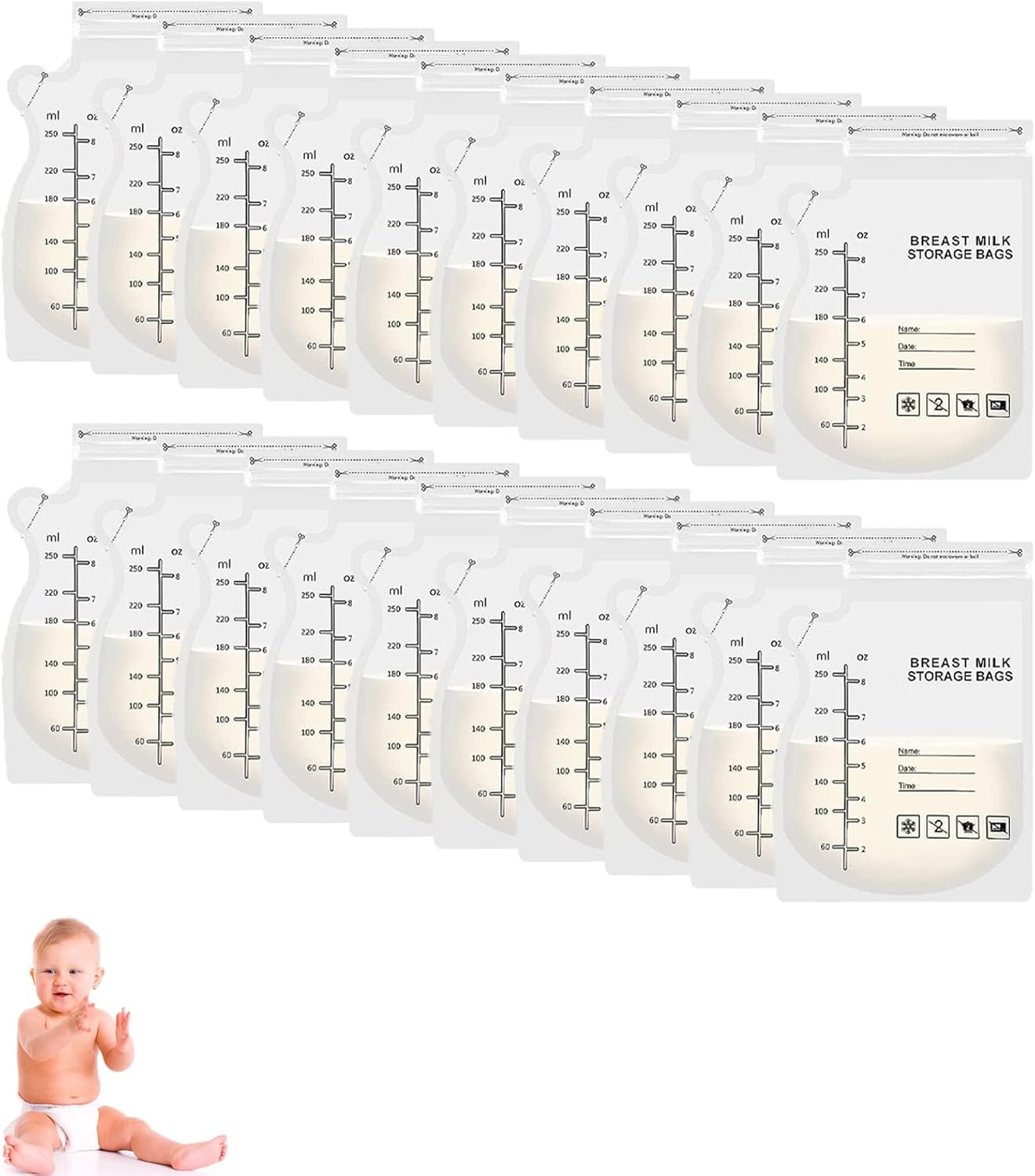 10 PCS Milk Storage Bags Breastfeeding, Breastfeeding Storage Bags