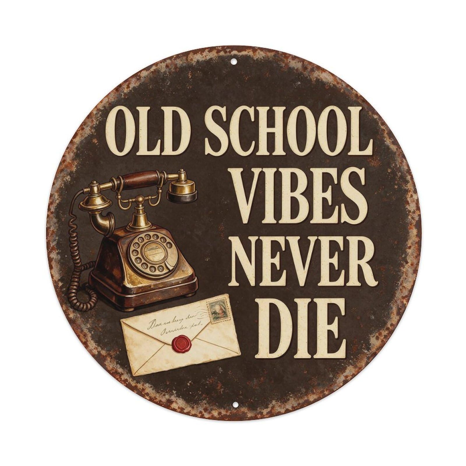 Old School Vibes Never Die Metal Tin Sign Plaque