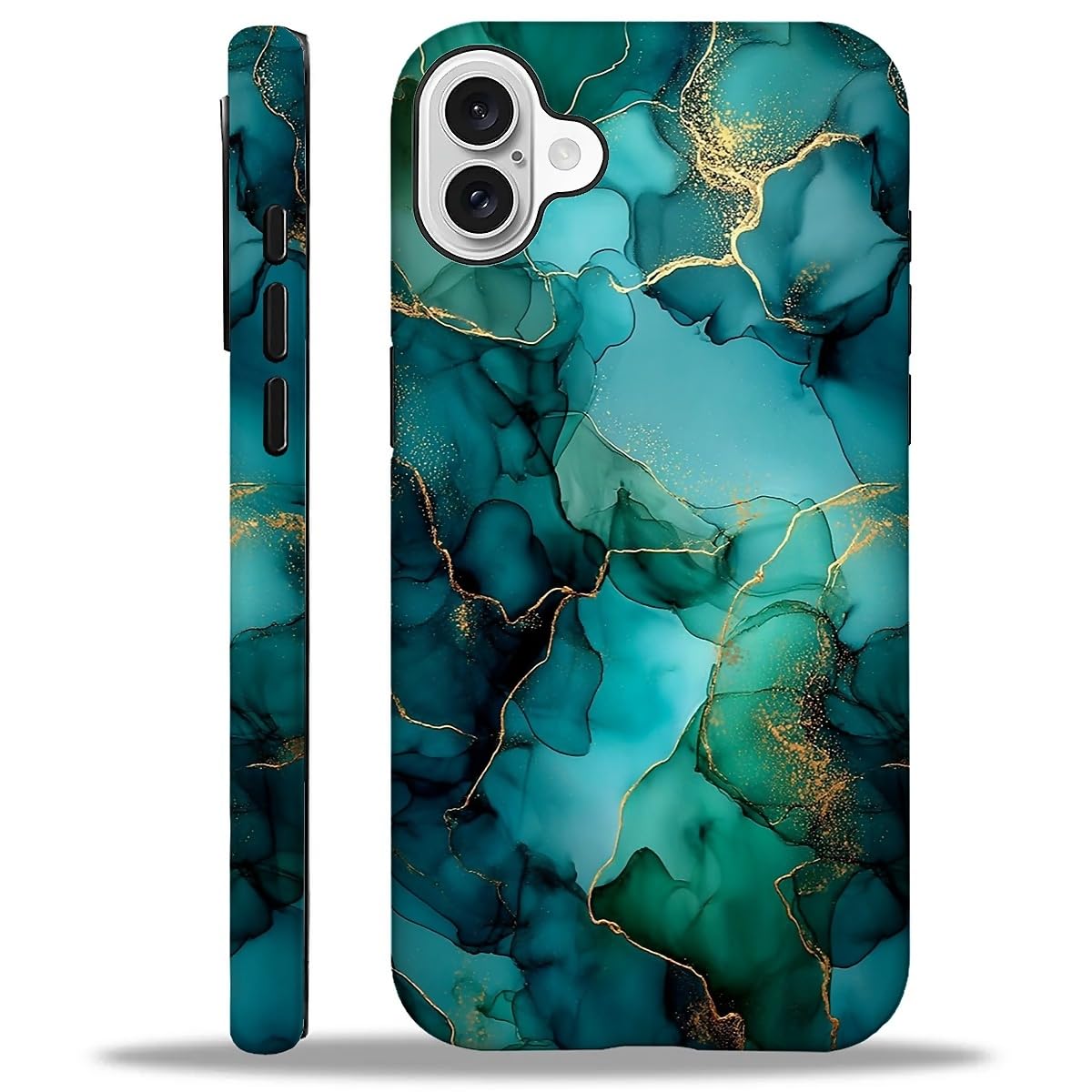 Coque iPhone 16 Plus solide anti-choc motif marbre bleu artistique - 8