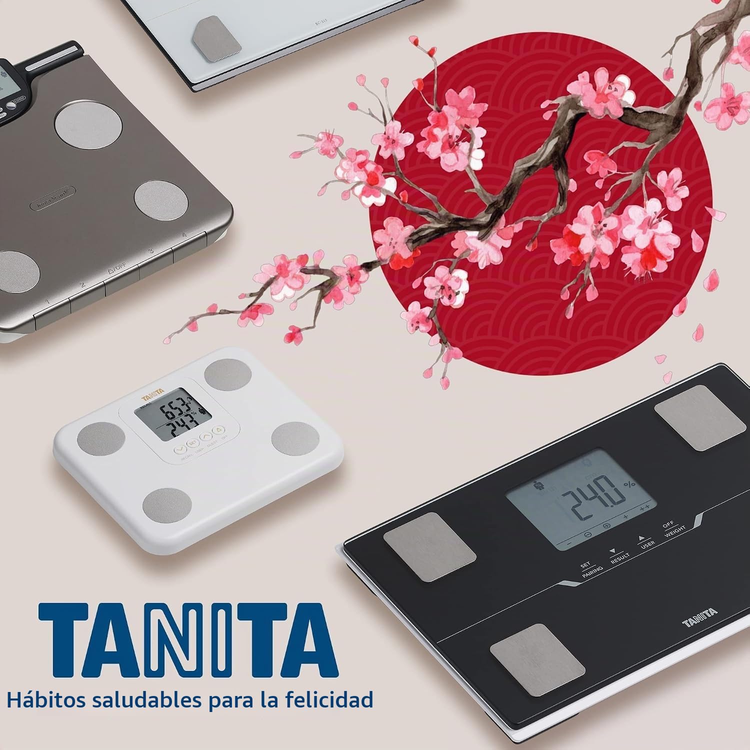 TANITA BC-401 Báscula inteligente de composición corporal familiar compacta negra con aplicación para seguimiento de la aptitud física
