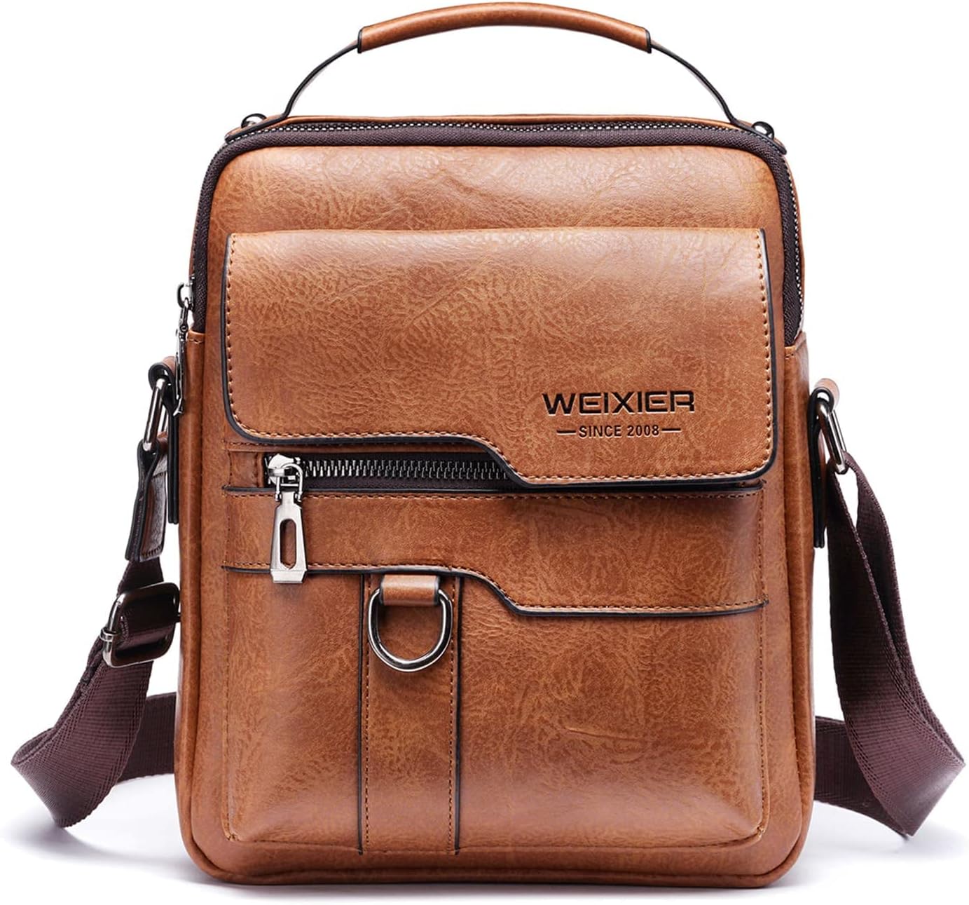 Men's Small Messenger Bag Vintage PU Leather Crossbody Shoulder Bags for Man Handbag Satchel Sling Bag Travel Pack Work