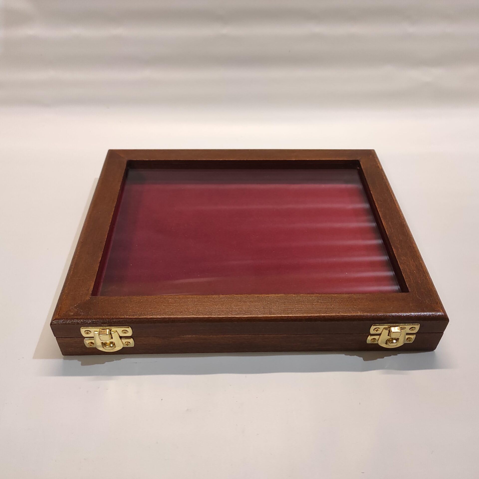 Cofanetto espositore per medaglie, cartoline e banconote da collezione in legno e vetro, artigianale made in Italy, Coins&More