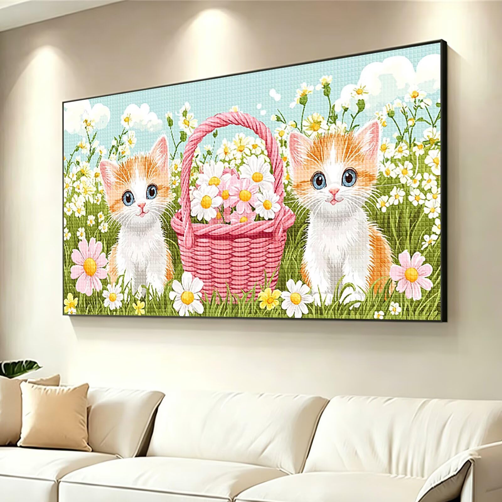 Diamond Painting Grande 180x90cm Gato Diamond Painting Adultos, DIY Flor Pintura de Diamante Manualidades Adultos, 5D Cuadrado Rhinestone Bordado Punto de Cruz Art para Home Decoration Regalo 0J-543