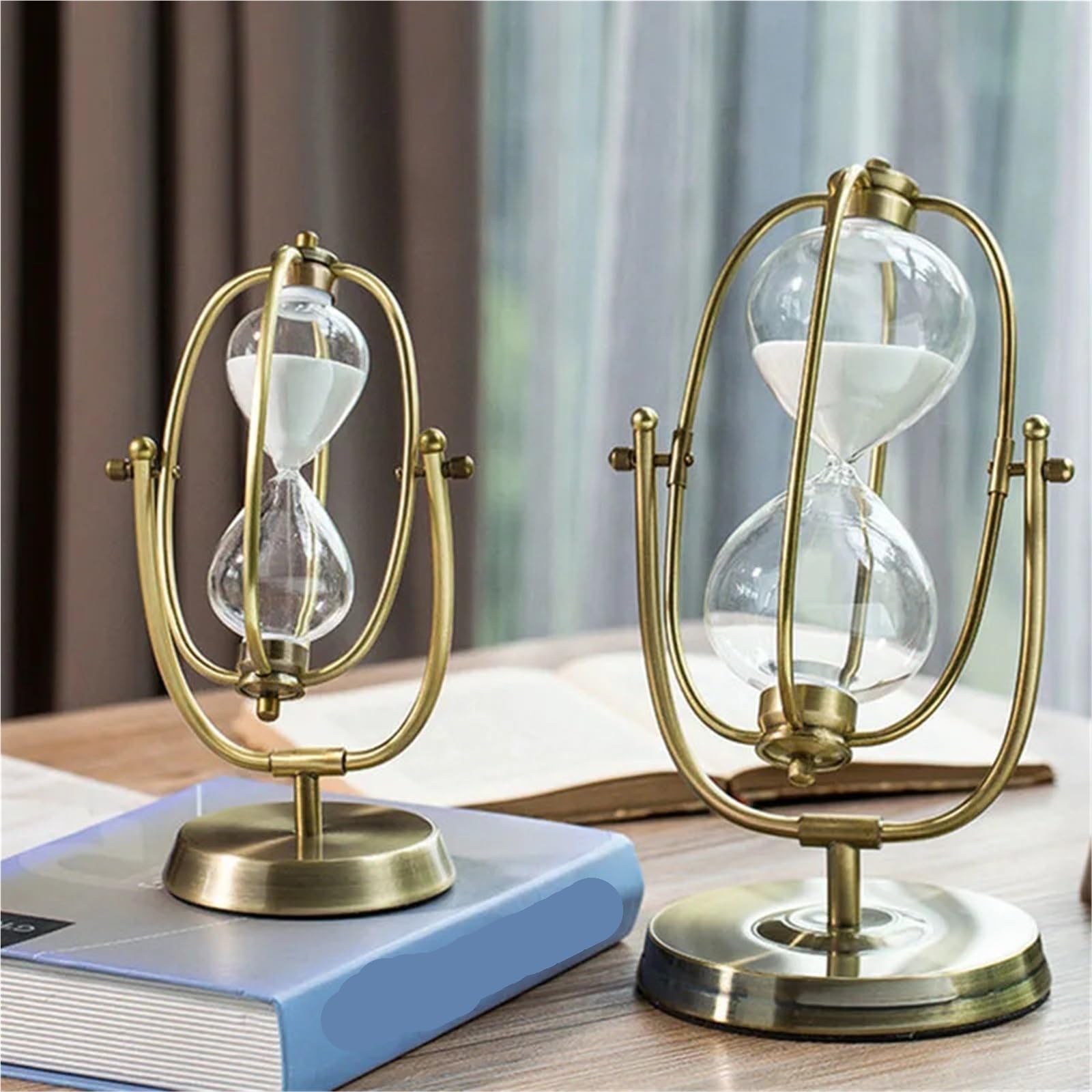 Reloj de Arena Giratorio de Metal para decoración de Sala de Estar.